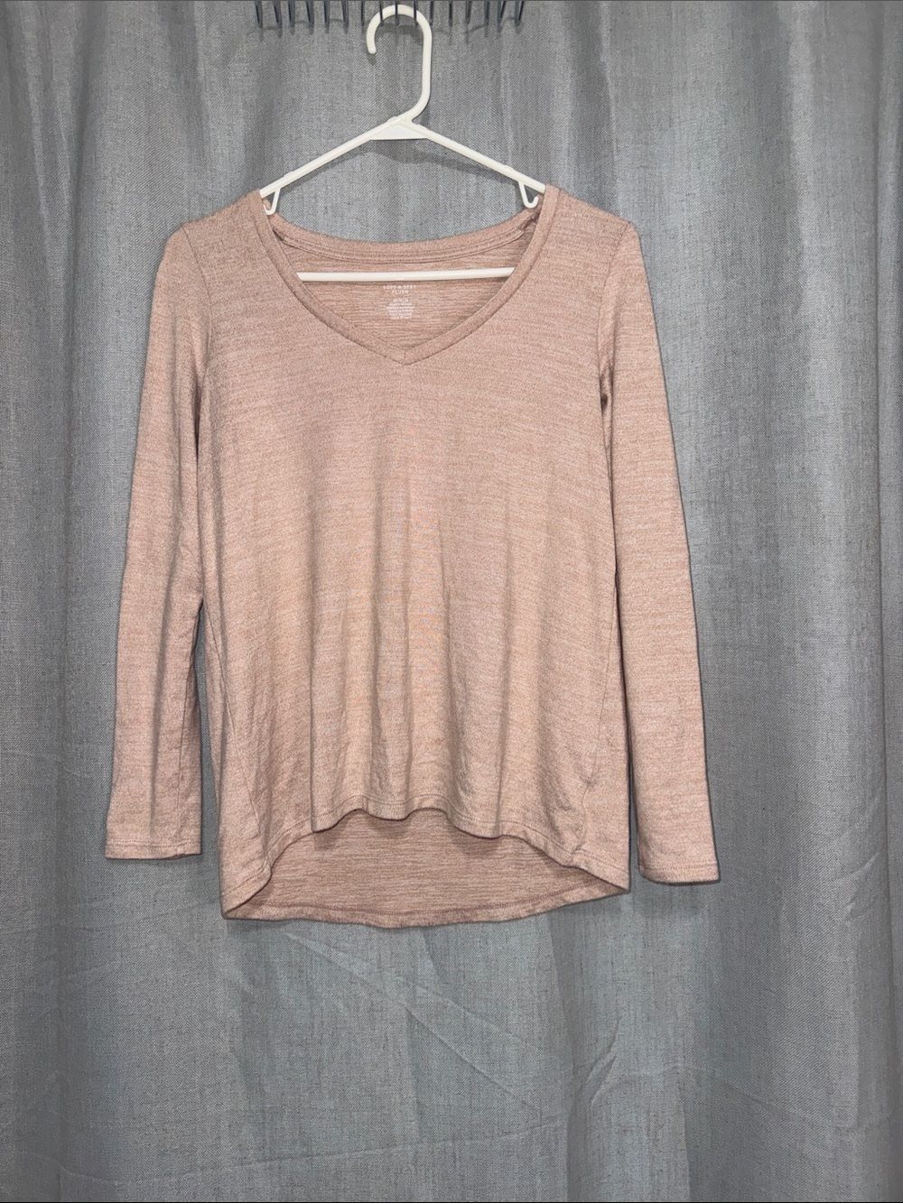 AE Soft & Sexy Light Pink Heathered High-Low Long Sleeve Tee